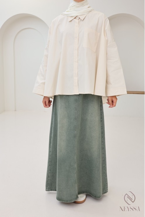 Chemise en coton à boutons oversize pour femme hijabi tendance