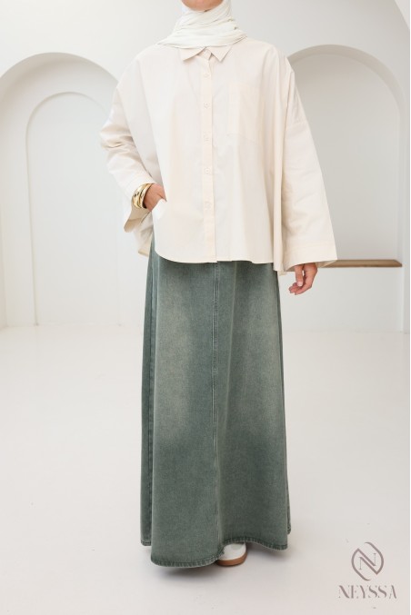 Chemise en coton à boutons oversize pour femme hijabi tendance