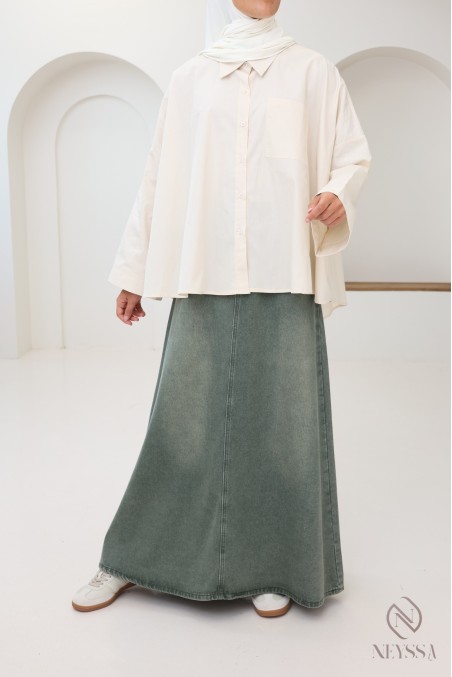 Chemise en coton à boutons oversize pour femme hijabi tendance