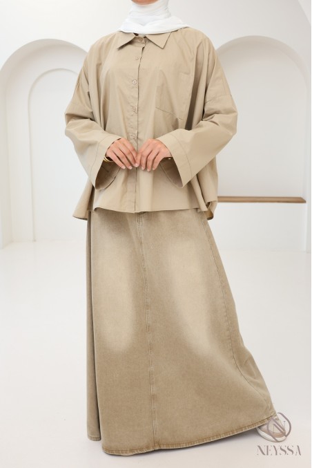 Long, loose-fitting flared skirt without slits, ideal for hijabis