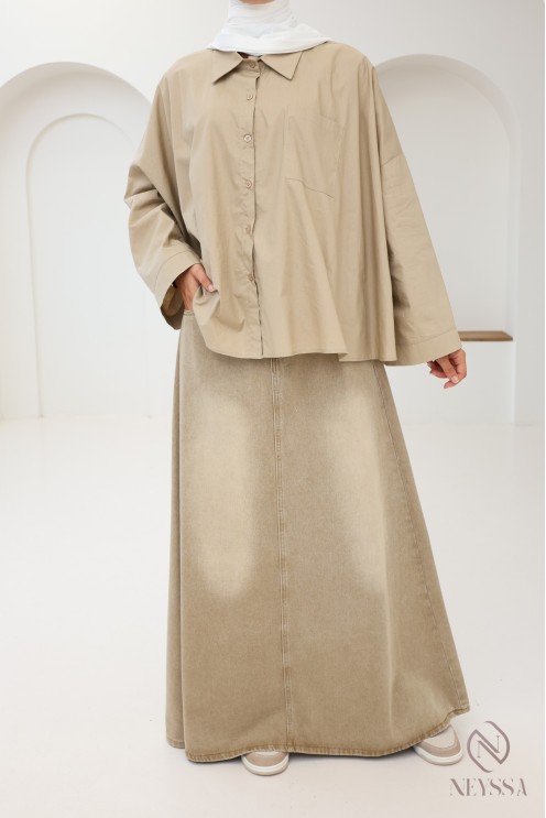 Long, loose-fitting flared skirt without slits, ideal for hijabis