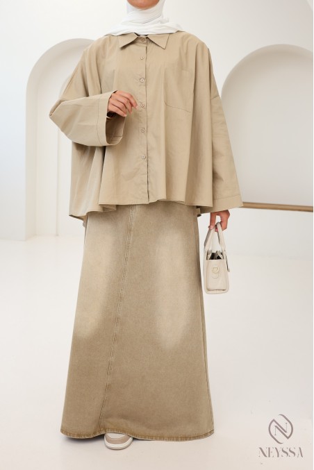 Long, loose-fitting flared skirt without slits, ideal for hijabis