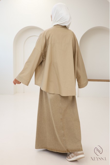 Long, loose-fitting flared skirt without slits, ideal for hijabi women