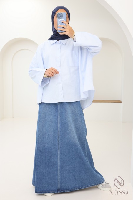 jupe en jean sans fentes longue en coton pour femme modeste neyssa