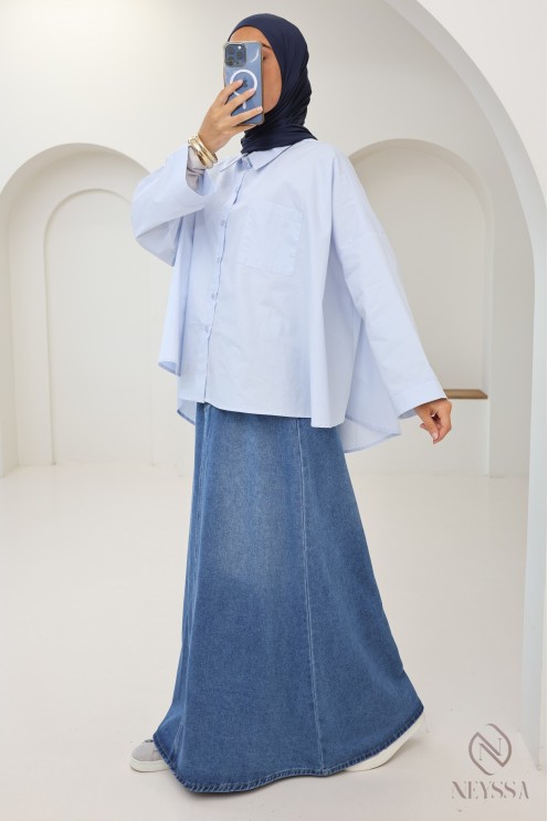 Jupe longue en jean brut sans fentes femme modestes