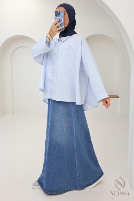 Langer Rock aus ungewaschenem Denim ohne Schlitze