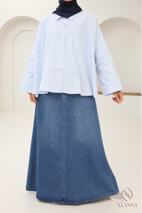 Jupe longue en jean brut sans fentes femme modestes