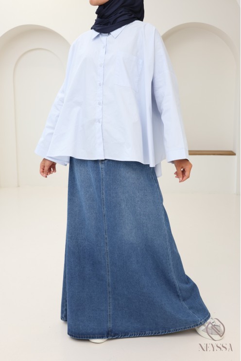 Jupe longue en jean brut sans fentes femme modestes