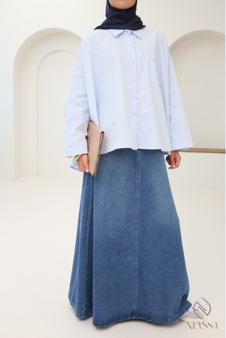 Jupe longue en jean brut sans fentes femme modestes