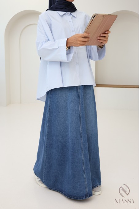 Jupe longue en jean brut sans fentes femme modestes