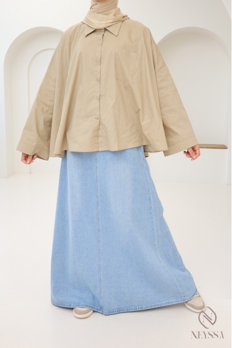 long cotton denim skirt for modest women Neyssa