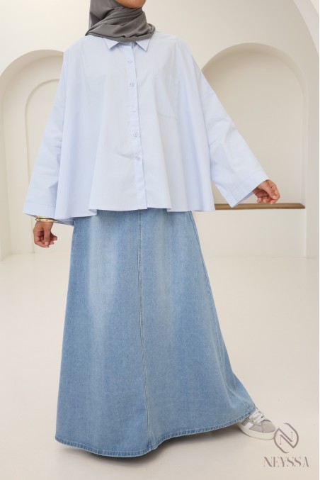 Jupe longue en jean denim pour femme hijabi coupe évasée