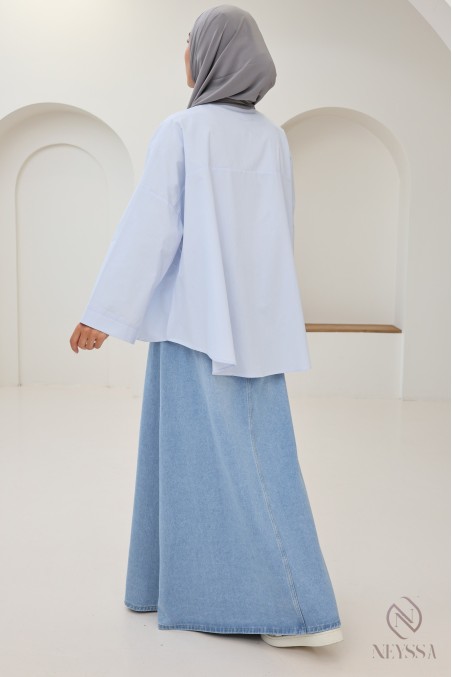 Jupe longue en jean denim pour femme hijabi coupe évasée