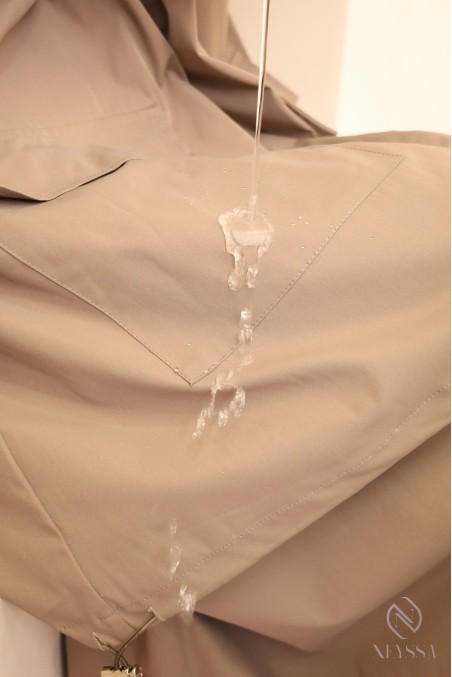 Ensemble femme taupe tissu hydrofuge, veste + jupe oversize