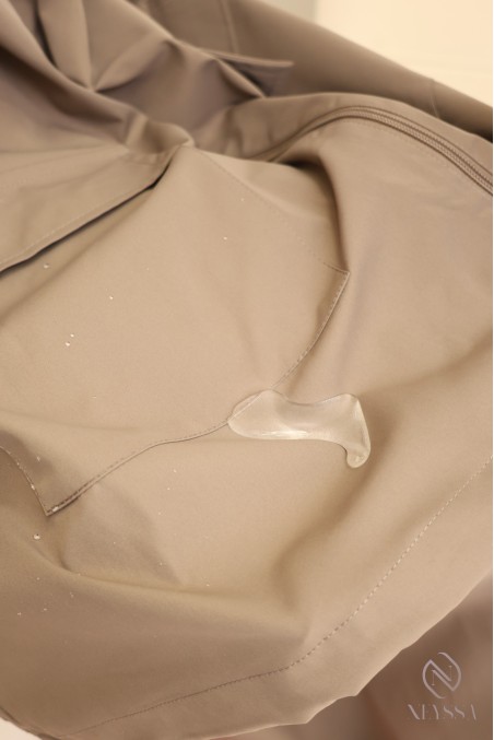 Ensemble femme taupe tissu hydrofuge, veste + jupe oversize