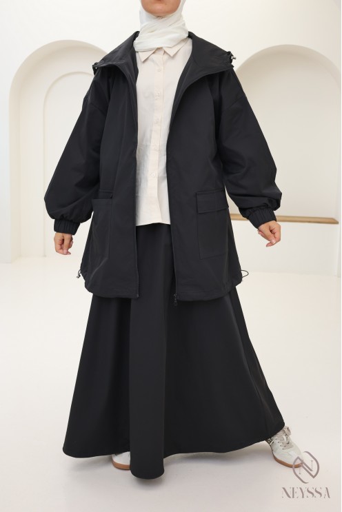 2-teiliges Windschutz-Set, Kapuzenjacke + weiter Rock