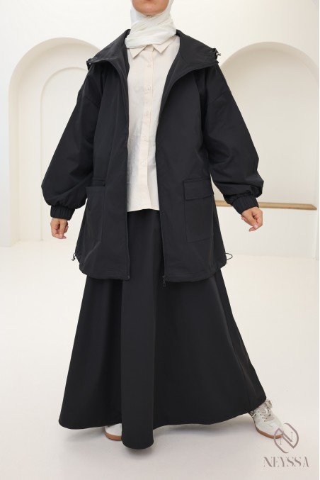 Ensemble coupe vent , veste à capuche + jupe ample