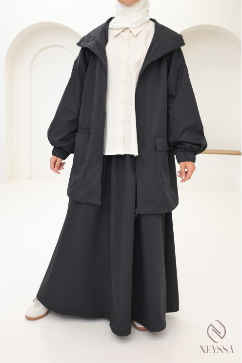 Ensemble coupe vent , veste à capuche + jupe ample