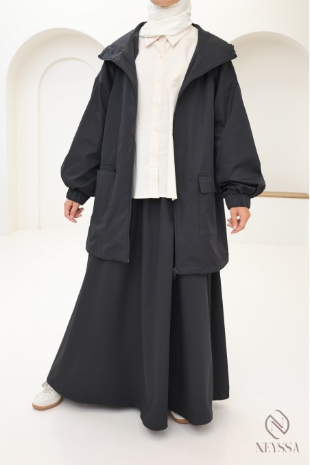 Ensemble coupe vent , veste à capuche + jupe ample