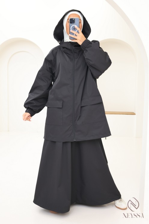 2-teiliges Windschutz-Set, Kapuzenjacke + weiter Rock