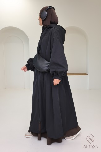 Long water-repellent parka-style jacket, hijabi hooded jacket 2
