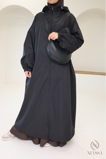 Long water-repellent parka-style jacket, hijabi hooded jacket