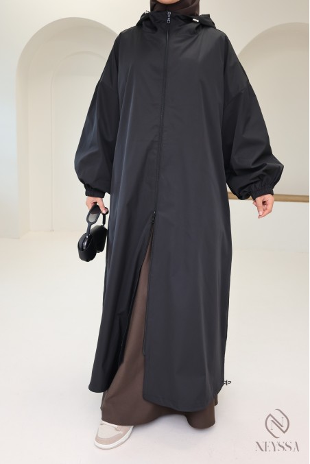 Long water-repellent parka-style jacket, hijabi hooded jacket