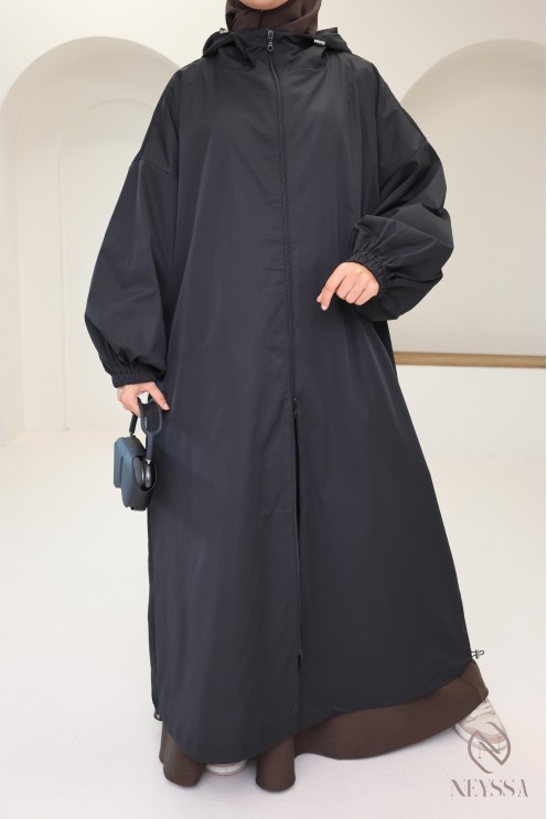 Lange, wasserabweisende Parka-Jacke, Jacke mit Kapuze für Hijabi