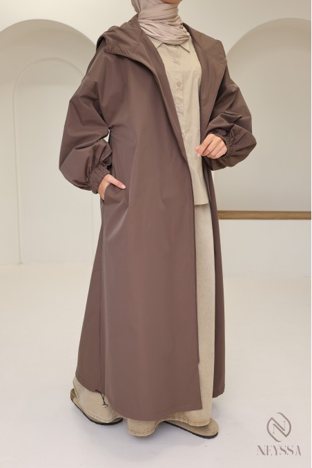 Lange Jacke mit Reißverschluss und Kapuze im Parka-Stil