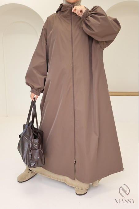 Lange Jacke mit Reißverschluss und Kapuze im Parka-Stil