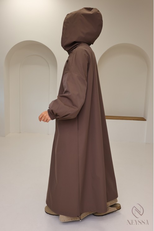 Lange Jacke mit Reißverschluss und Kapuze im Parka-Stil