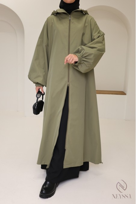 Extra-long oversized jacket in water-repellent fabric
