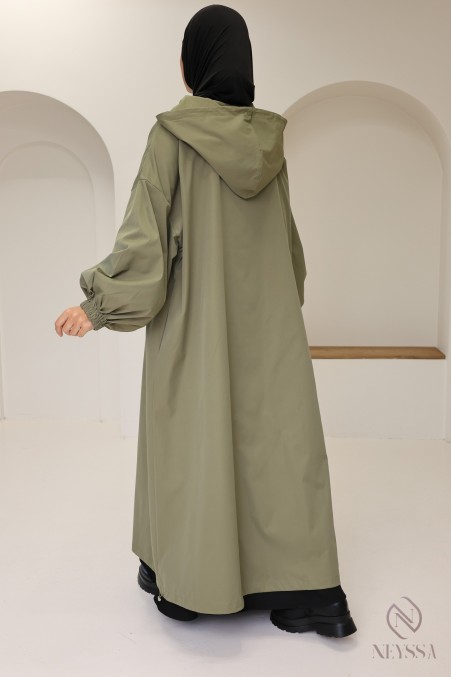 Extra-long oversized jacket in water-repellent fabric
