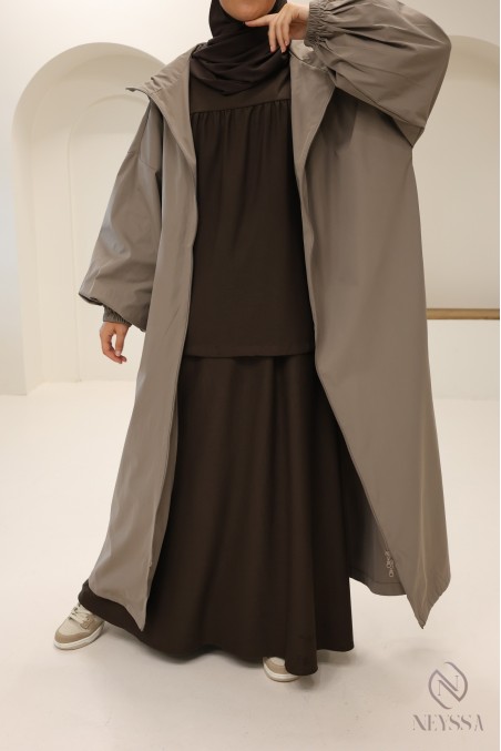Langer Parka mit Kapuze, wasserabweisend und für Hijabis geeignet