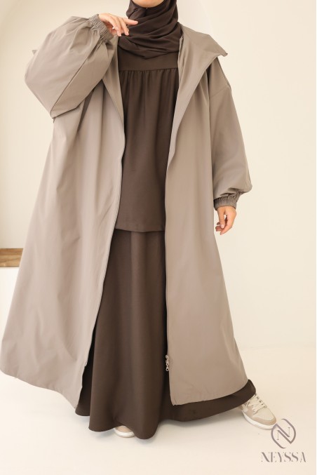 Langer Parka mit Kapuze, wasserabweisend und für Hijabis geeignet