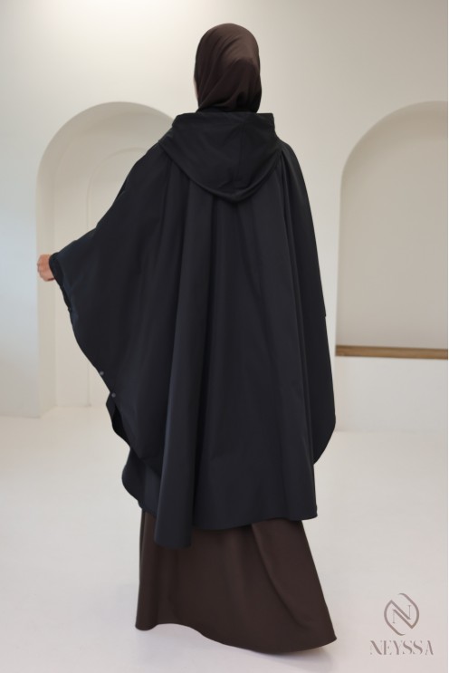 Oversize-Poncho in Schwarz, wasserabweisend, ideal für Jilbab