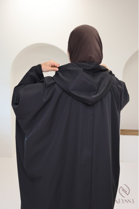 Poncho noir oversize hydrofuge, idéal pour jilbab, automne 2025
