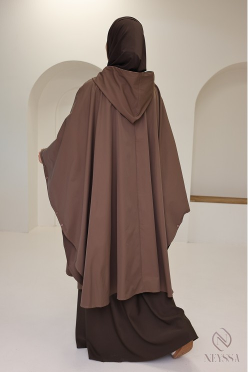 Brauner, wasserabweisender Poncho mit Reißverschluss, jilbabfreundlich