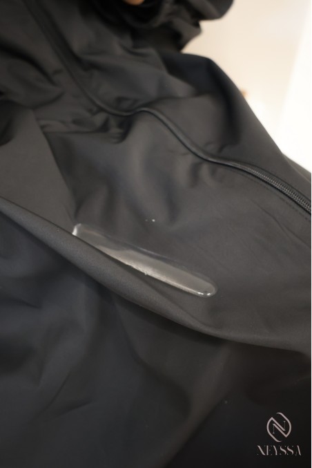 Poncho noir oversize hydrofuge, idéal pour jilbab, automne 2025