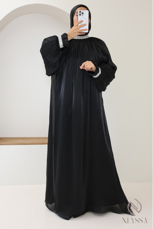 Dubai 4-piece abaya with hijab included in organza for veiled women