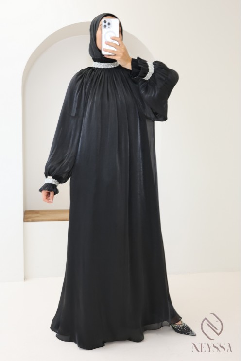 4-teilige Abaya Dubai mit Hijab aus Organza für verschleierte Frauen