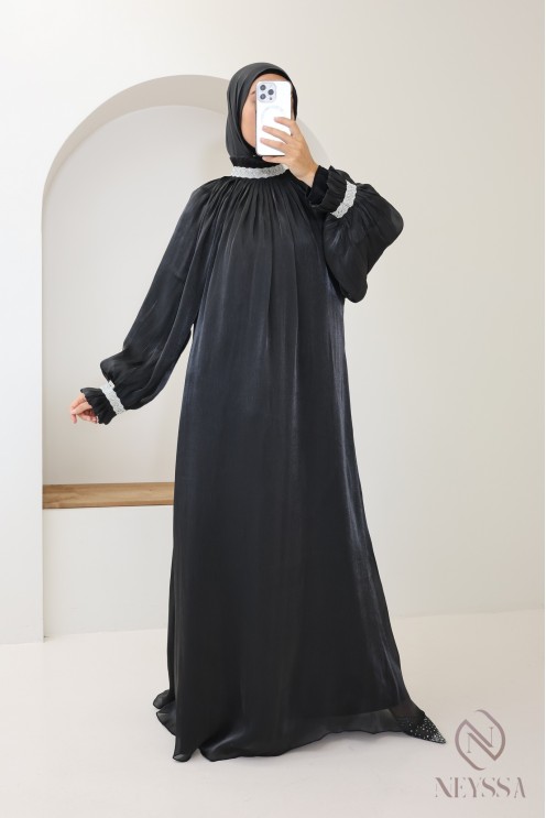 Dubai 4-piece abaya with hijab included in organza for veiled women