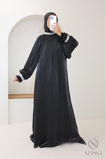 Dubai 4-piece abaya with hijab included in organza for veiled women