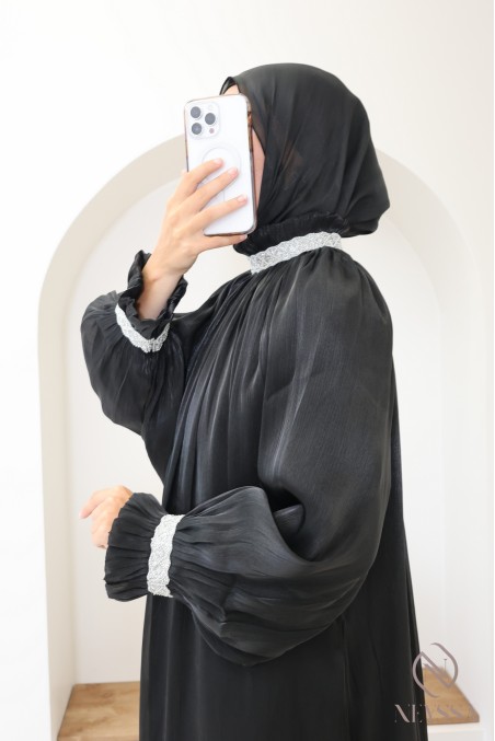 Dubai 4-piece abaya with hijab included in organza for veiled women