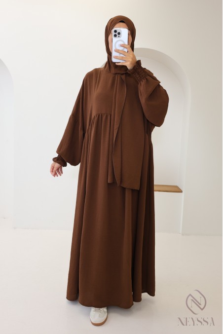 Abaya with integrated hijab in jazz, muslim woman, ramadan 2025