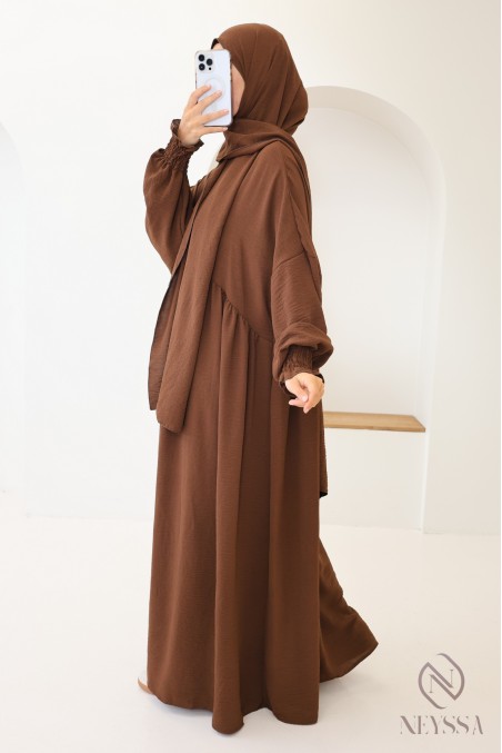 Abaya with integrated hijab in jazz, muslim woman, ramadan 2025