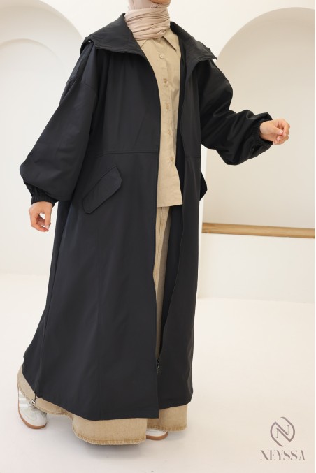 Langer Parka im Sport-Stil aus winddichtem Material für Frauen Hijab