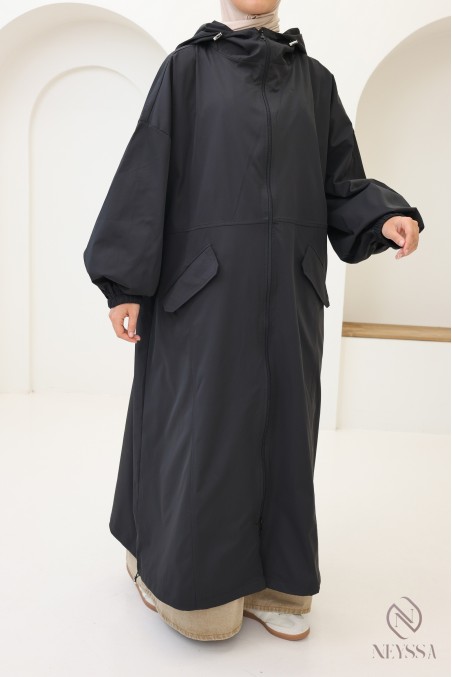 Langer Parka im Sport-Stil aus winddichtem Material für Frauen Hijab