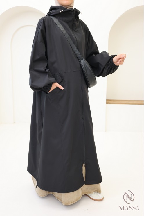 Langer Parka im Sport-Stil aus winddichtem Material für Frauen Hijab