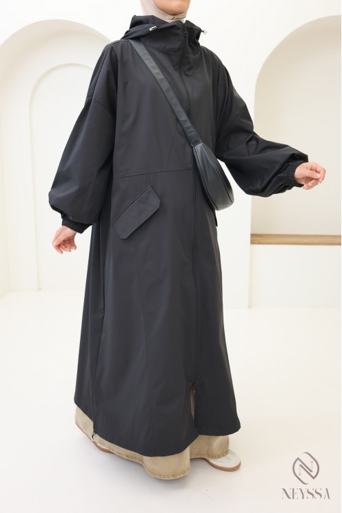 Langer Parka im Sport-Stil aus winddichtem Material für Frauen Hijab